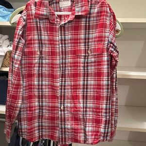 Jacadi button-down, long sleeve, shirt red plaid, size 12